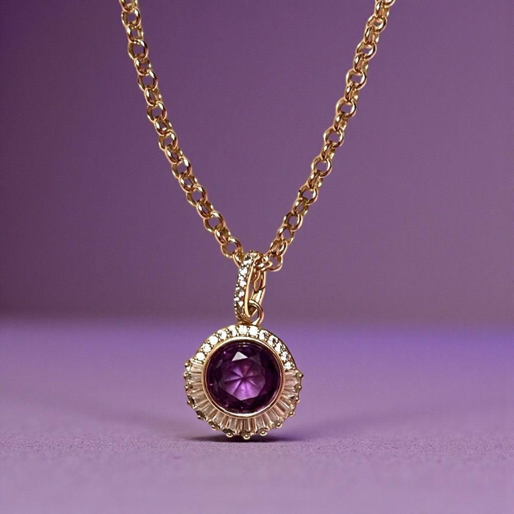 Bomb Party Lab Created Amethyst Gold Plated Pendant Necklace